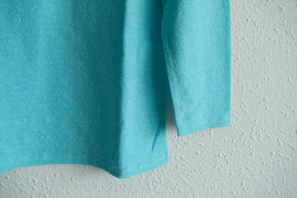 リネンコットンアンダーウェア7分袖｜レディース｜アイスブルー