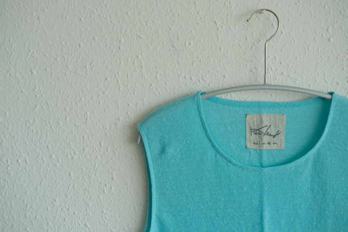 リネンコットンアンダーウェア ノースリーブ｜レディース｜アイスブルー