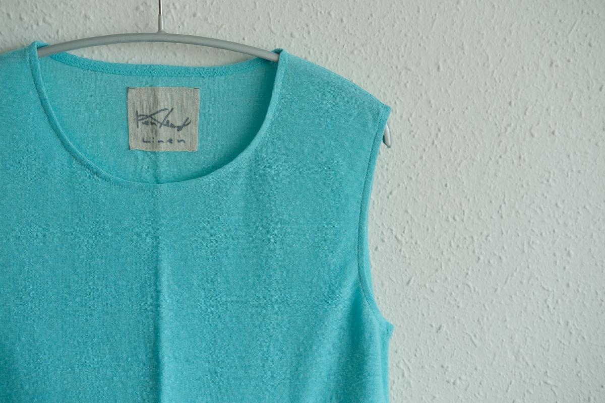 リネンコットンアンダーウェア ノースリーブ｜レディース｜アイスブルー