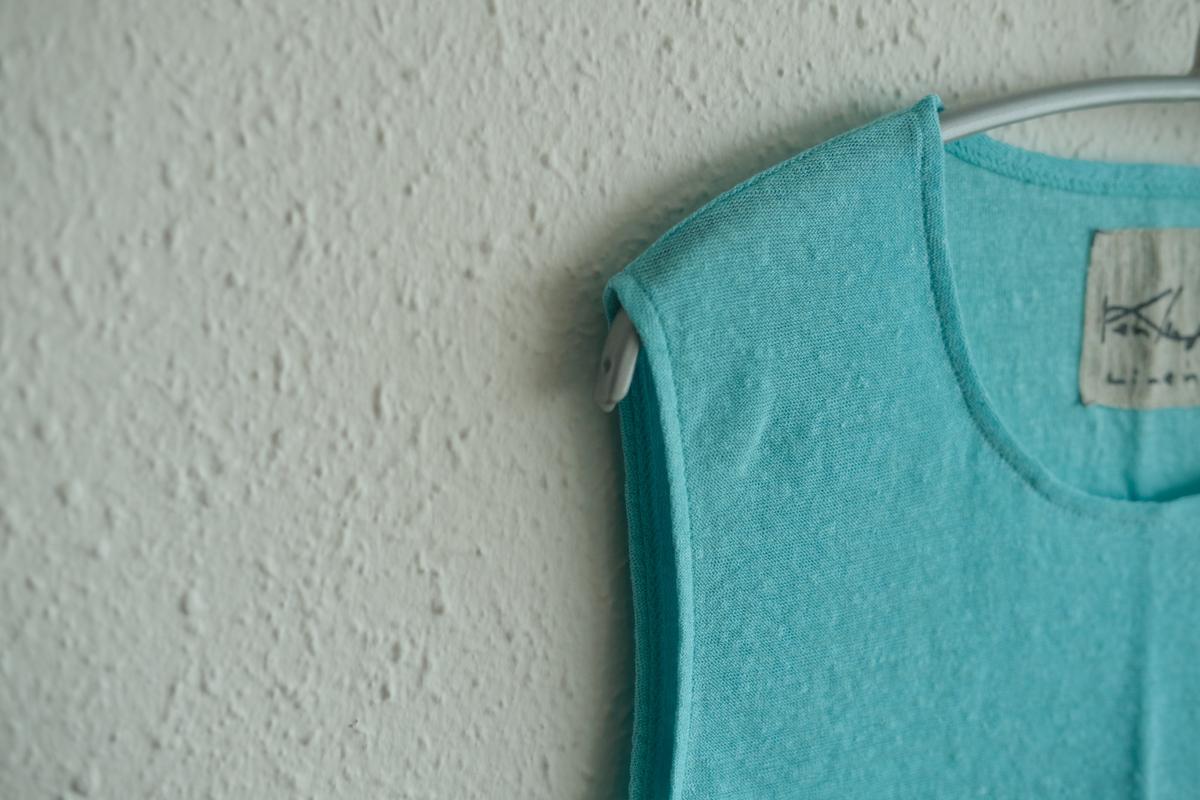 リネンコットンアンダーウェア ノースリーブ｜レディース｜アイスブルー