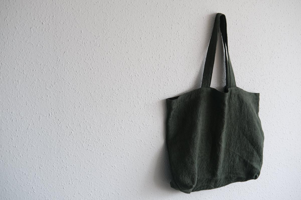 リネンジャガード織トートバッグ｜ペイズリー モスグリーン