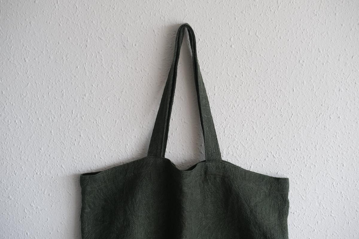 リネンジャガード織トートバッグ｜ペイズリー モスグリーン