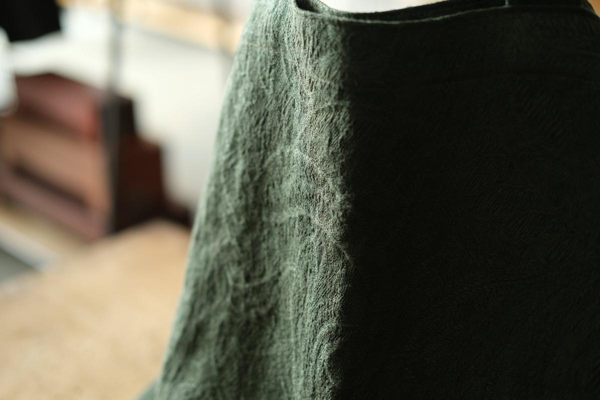 リネンジャガード織トートバッグ｜ペイズリー モスグリーン