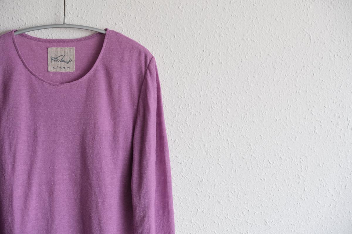 リネンコットンアンダーウェア7分袖｜レディース｜モーブ