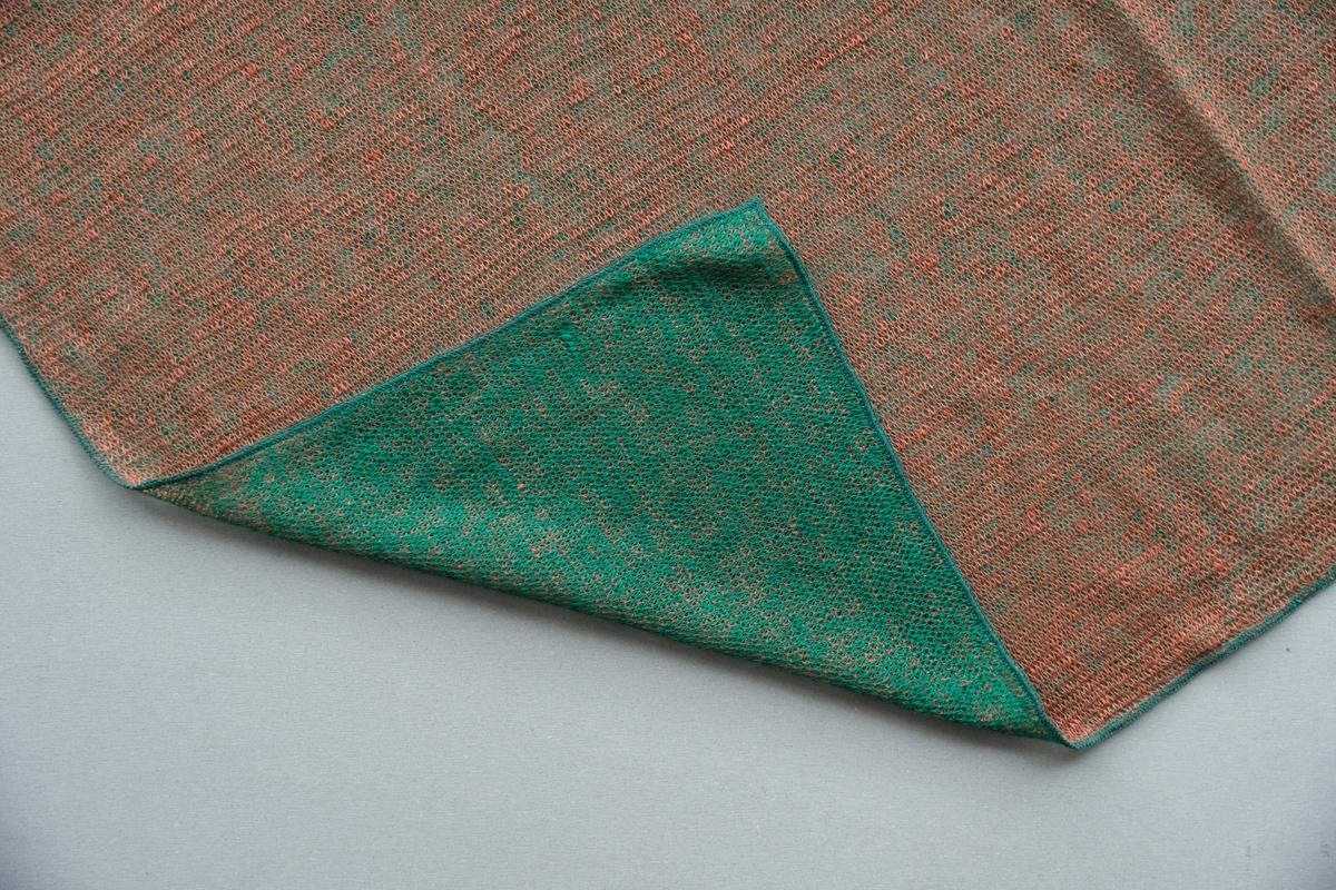 リネンニットストール｜グリーン×プラリーヌ