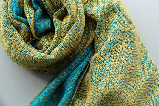 リネンニットストール|シェル×ピーコックブルー