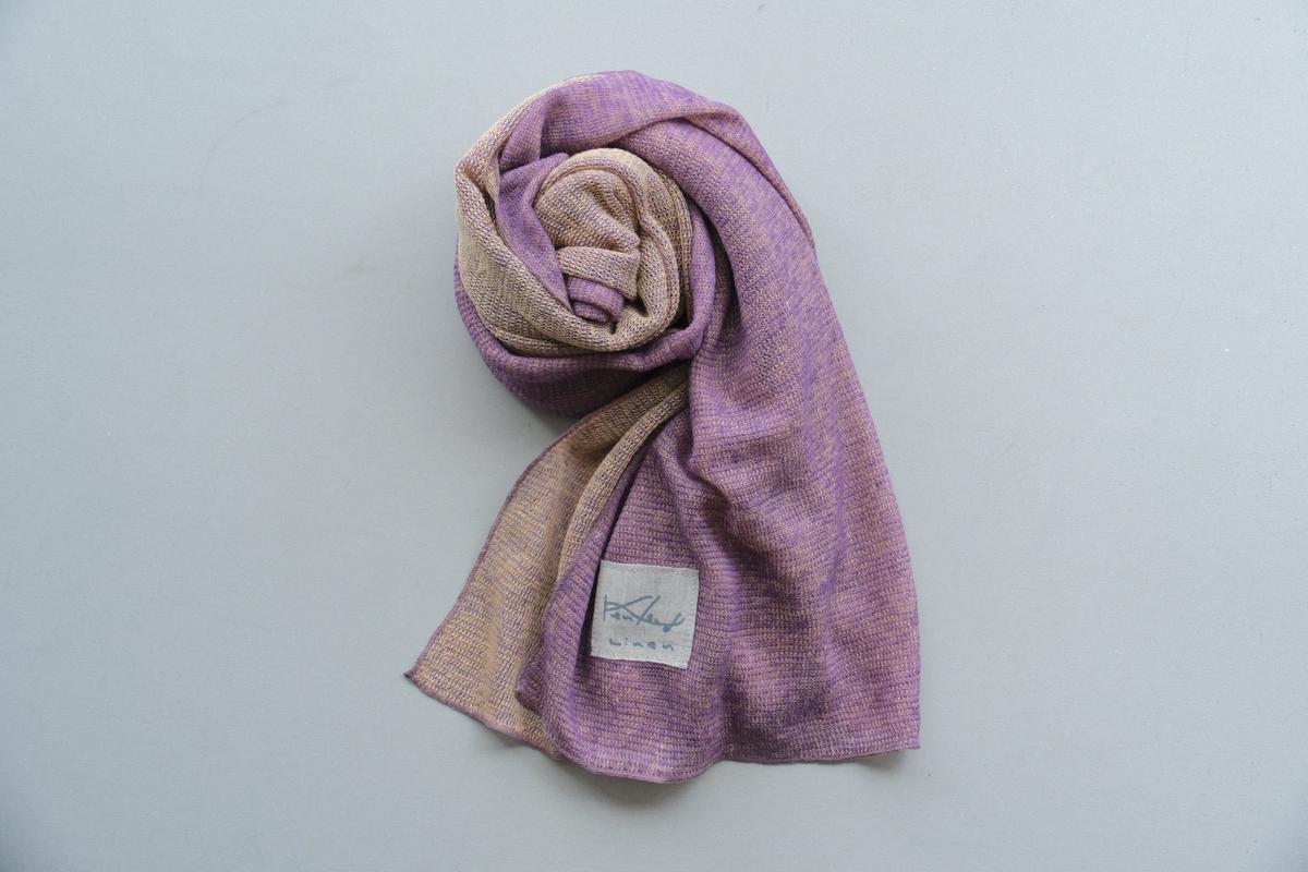 リネンニットストール｜パープル×コーテルピンク