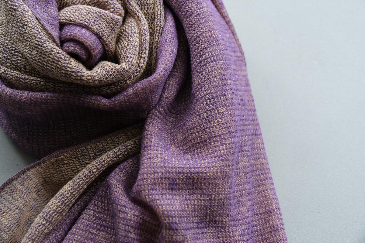 リネンニットストール｜パープル×コーテルピンク