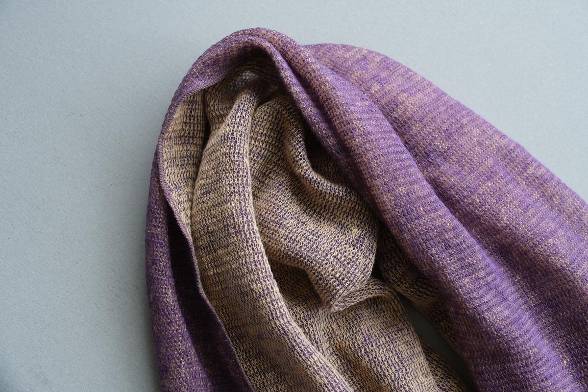 リネンニットストール｜パープル×コーテルピンク