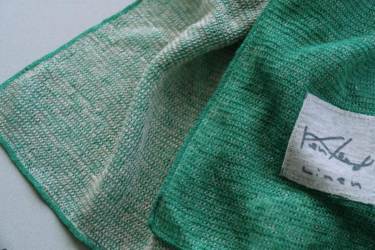 リネンニットストール｜グリーン×サーブル