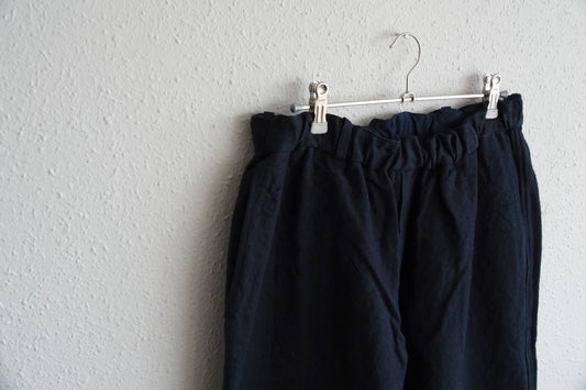 MITTAN / 亜麻苧麻ワイドパンツ 濃紺 PT-92 / unisex
