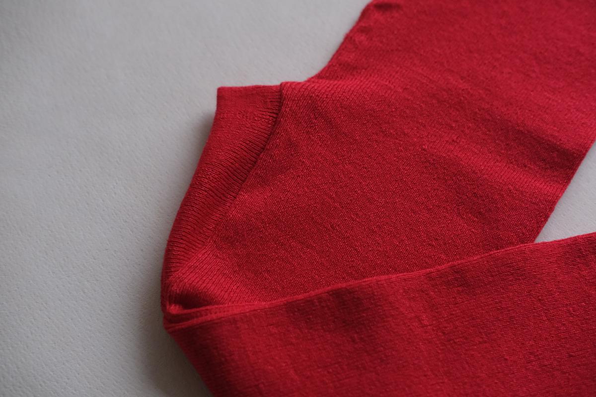 リネンニットレギンス マチ付き｜赤｜2 size