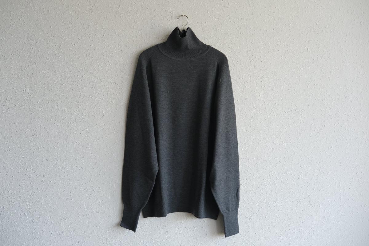 MITTAN / スーパー180'sウールタートル 灰 KN-37 / unisex