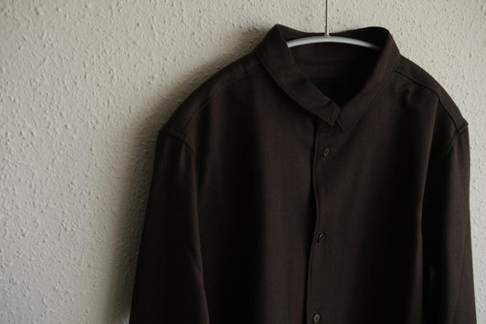 MITTAN / ストレッチNMウールシャツ 茶 SH-145 / unisex