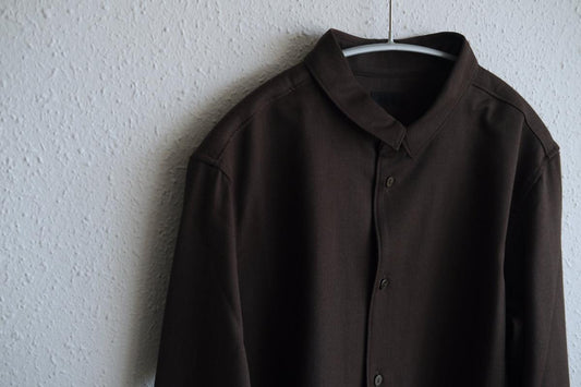 MITTAN / ストレッチNMウールシャツ 茶 SH-145 / unisex