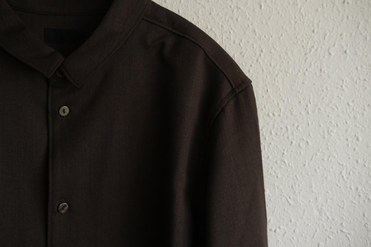 MITTAN / ストレッチNMウールシャツ 茶 SH-145 / unisex