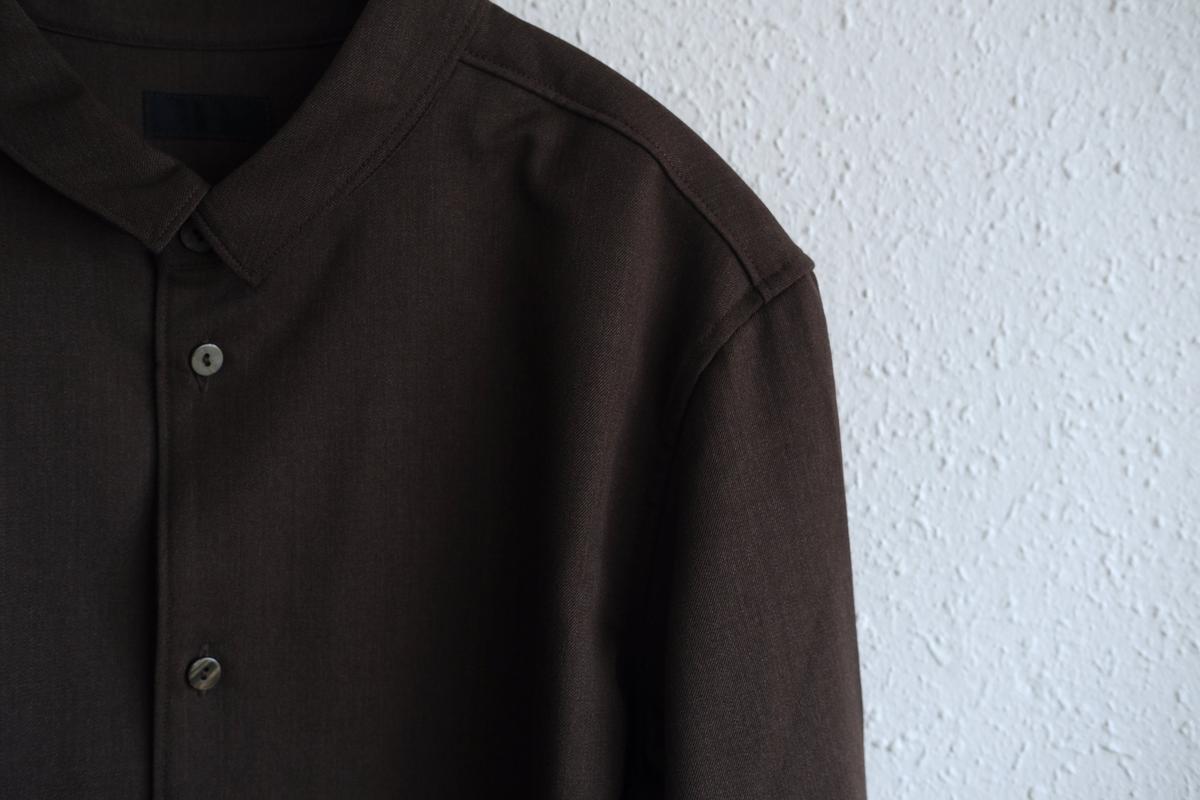 MITTAN / ストレッチNMウールシャツ 茶 SH-145 / unisex