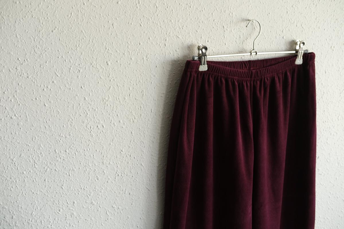 yohaku ドバイパンツ｜ベロア素材 ボルドー｜unisex freesize