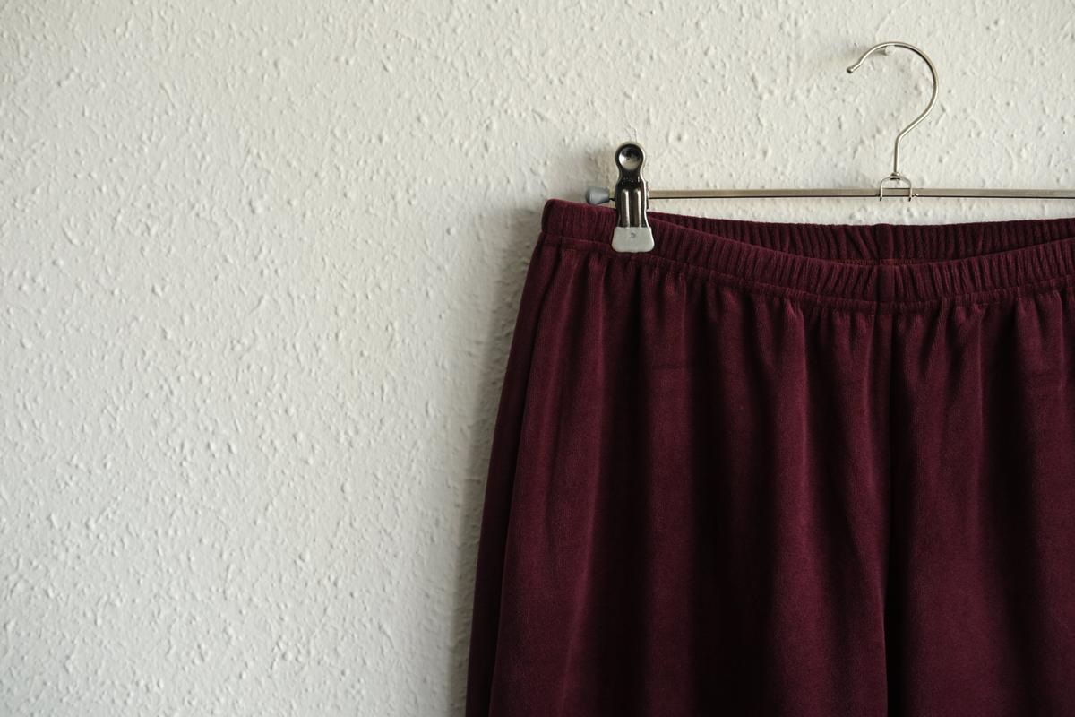 yohaku ドバイパンツ｜ベロア素材 ボルドー｜unisex freesize