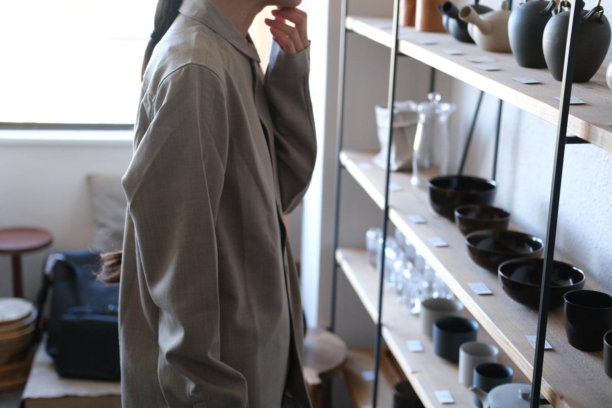 MITTAN / ストレッチNMウールシャツ 墨黒 SH-145 / unisex