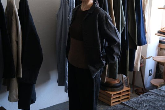 MITTAN / 亜麻苧麻絹シャツジャケット 墨茶 JK-76 / unisex
