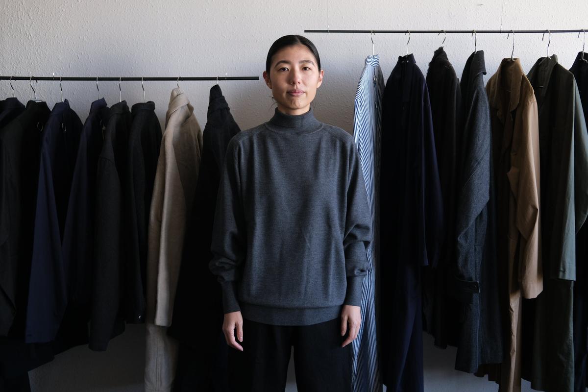 MITTAN / スーパー180'sウールタートル 灰 KN-37 / unisex