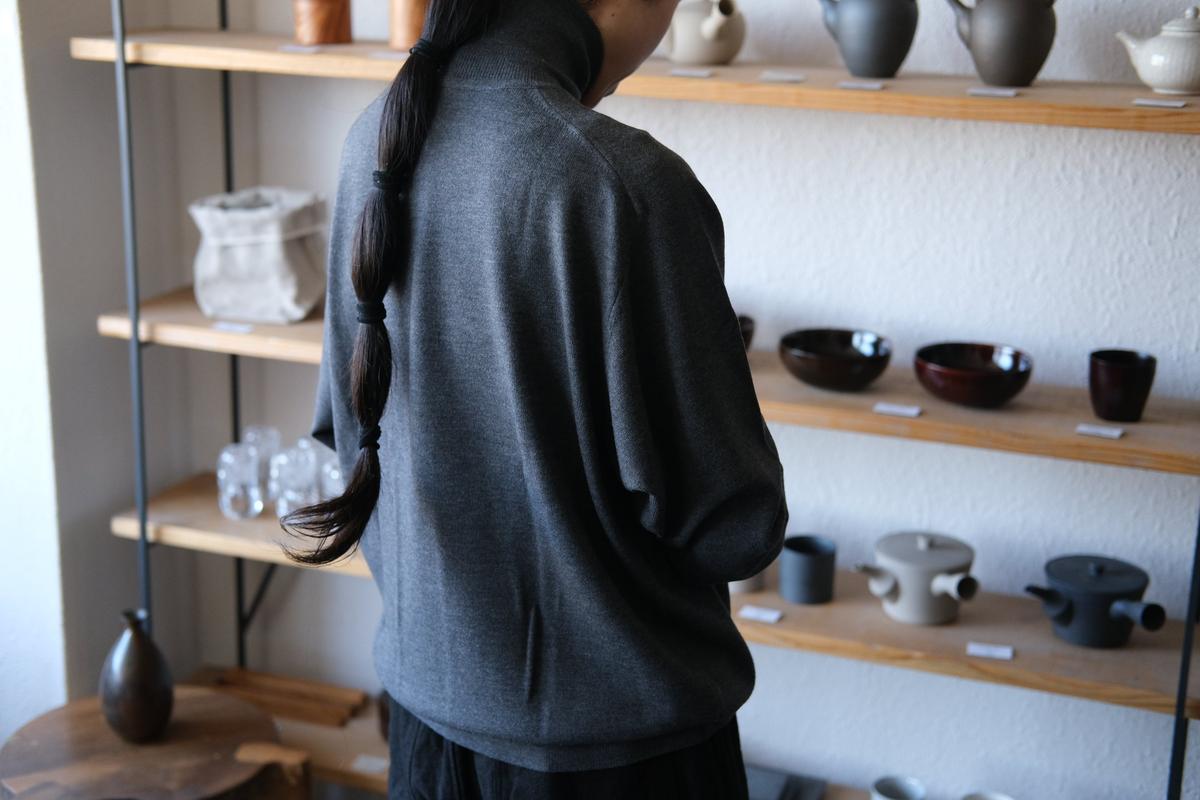 MITTAN / スーパー180'sウールタートル 灰 KN-37 / unisex