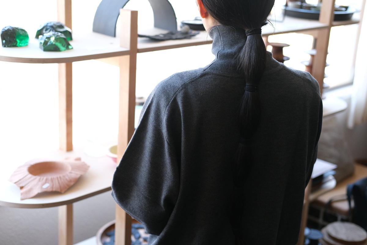 MITTAN / スーパー180'sウールタートル 灰 KN-37 / unisex