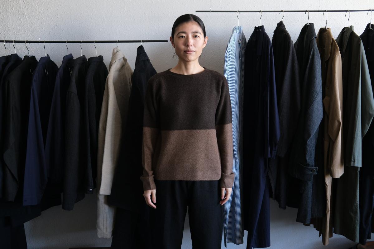 enrica cashmere sable knit｜camel×brown