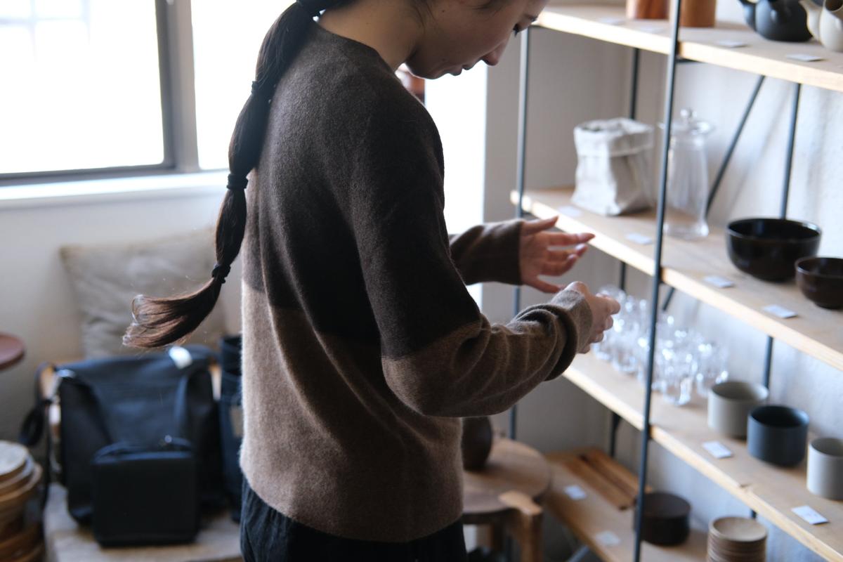 enrica cashmere sable knit｜camel×brown