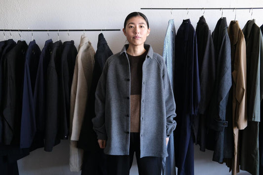 MITTAN / ウールシルクキャメルシャツ 灰 SH-108 / unisex