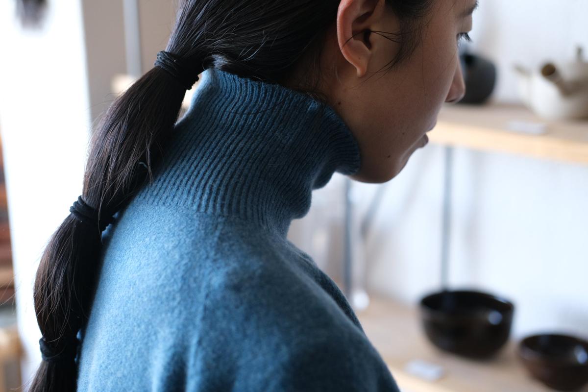 MITTAN / ウルグアイウールタートルセーター 浅葱 KN-34 / unisex