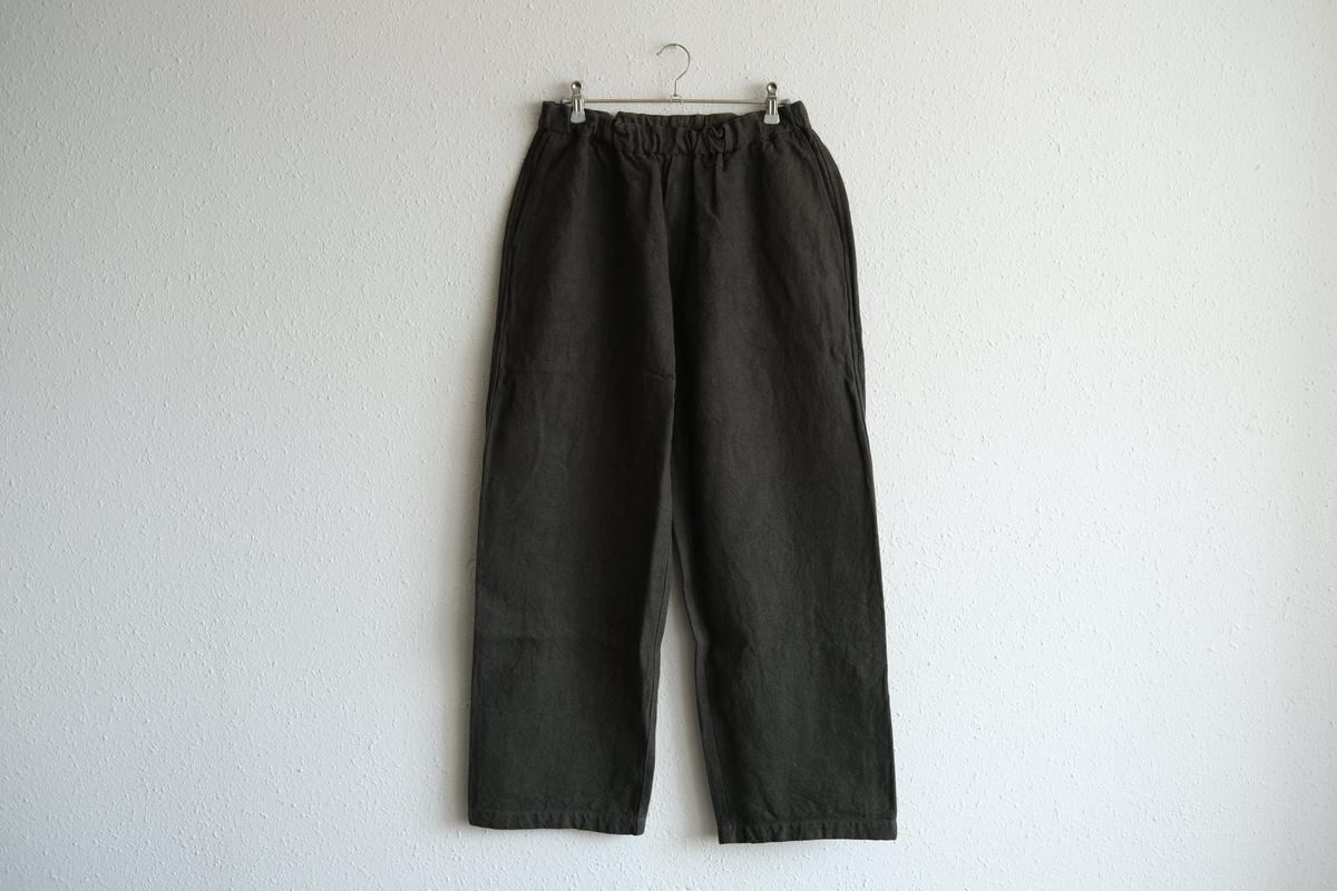 MITTAN / 亜麻苧麻ワイドパンツ 濃緑 PT-92 / unisex