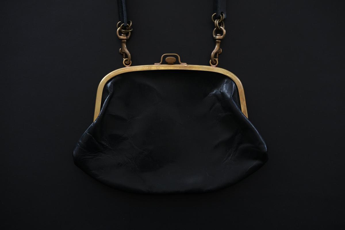 レザーショルダーポーチ ＜鹿革 black＞ ｜SLAO-02S