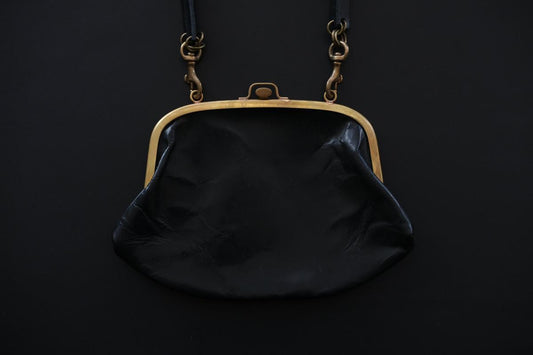 レザーショルダーポーチ ＜鹿革 black＞ ｜SLAO-02S