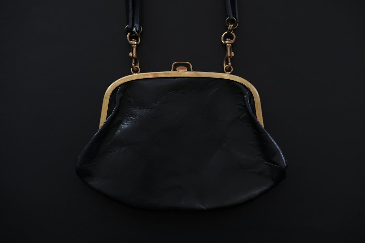 レザーショルダーポーチ ＜鹿革 black＞ ｜SLAO-02S