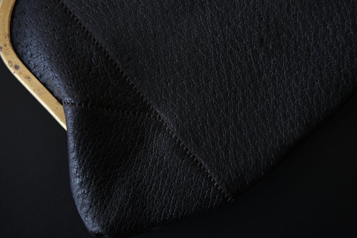 レザーショルダーポーチ ＜猪革 鉄媒染 パッチワーク＞ ｜SLAO-02S