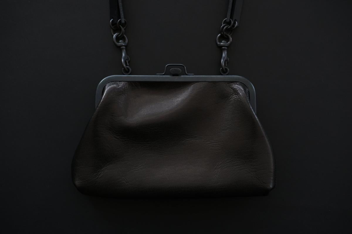 レザーショルダーポーチ ＜鹿革 black＞ ｜TABACO-02