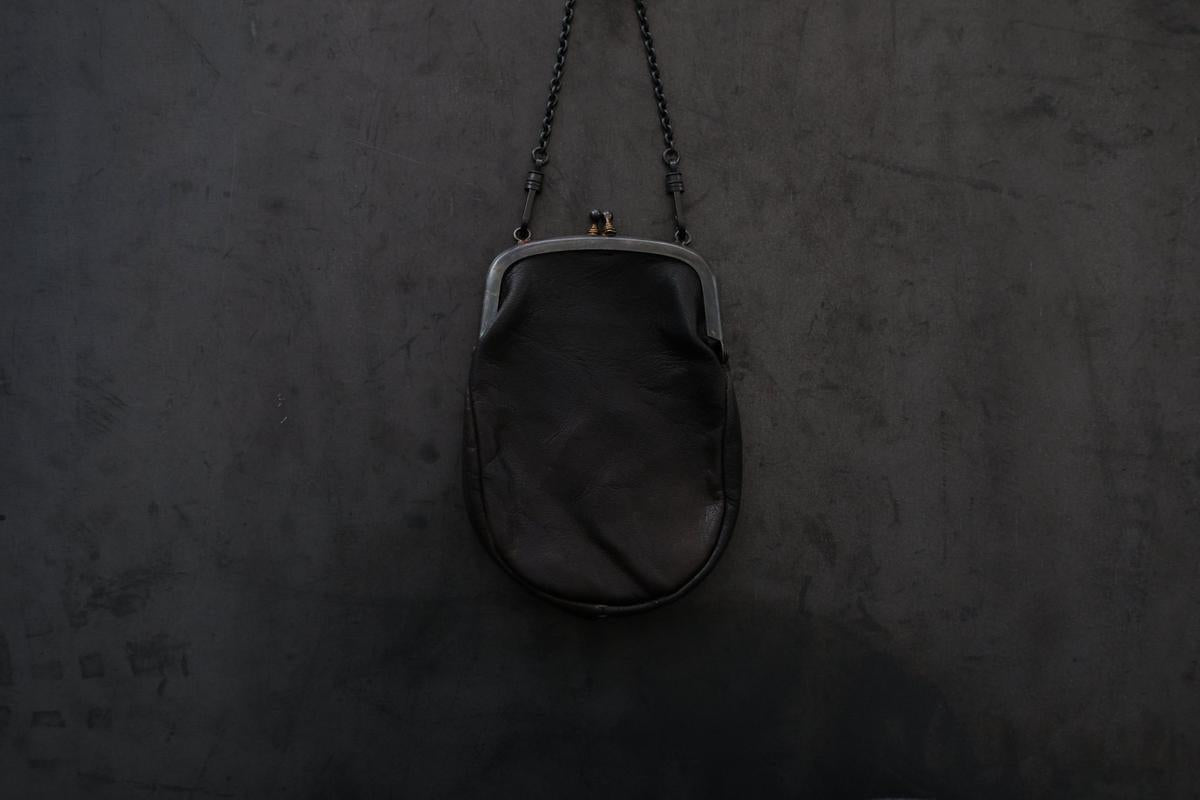 レザーショルダーミニポシェット SHC-R703 ＜鹿革 black/khaki＞