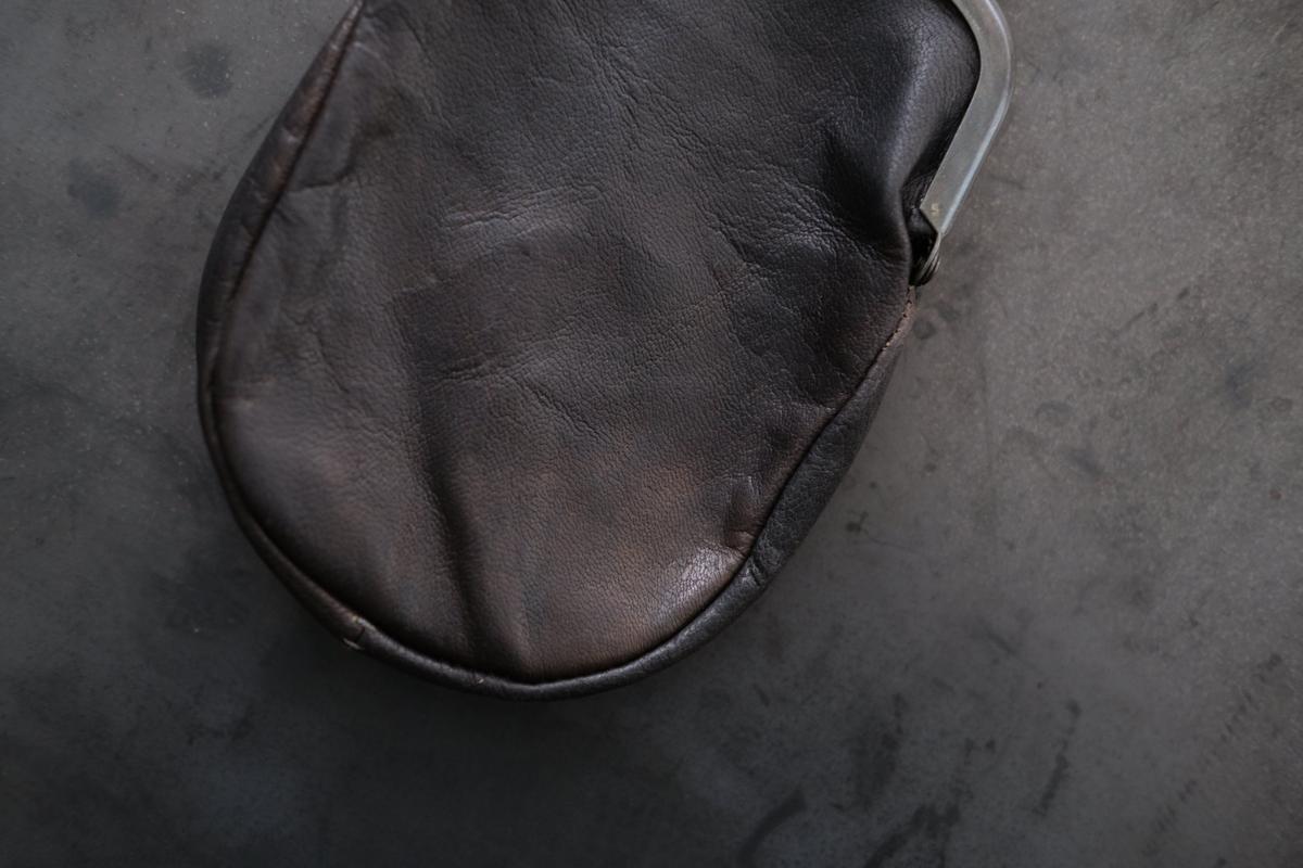 レザーショルダーミニポシェット SHC-R703 ＜鹿革 black/khaki＞