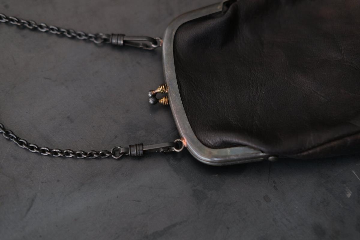 レザーショルダーミニポシェット SHC-R703 ＜鹿革 black/khaki＞