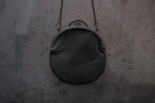 レザーショルダー 丸ポシェット SHC-302 <鹿革 black>