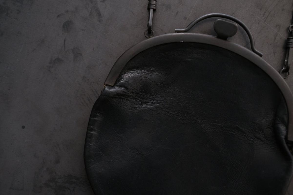 レザーショルダー 丸ポシェット SHC-302 ＜鹿革 black＞