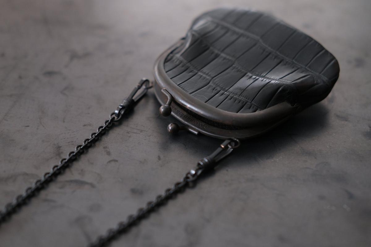 フレームネックレス SHC-73 ＜クロコダイル革 黒＞