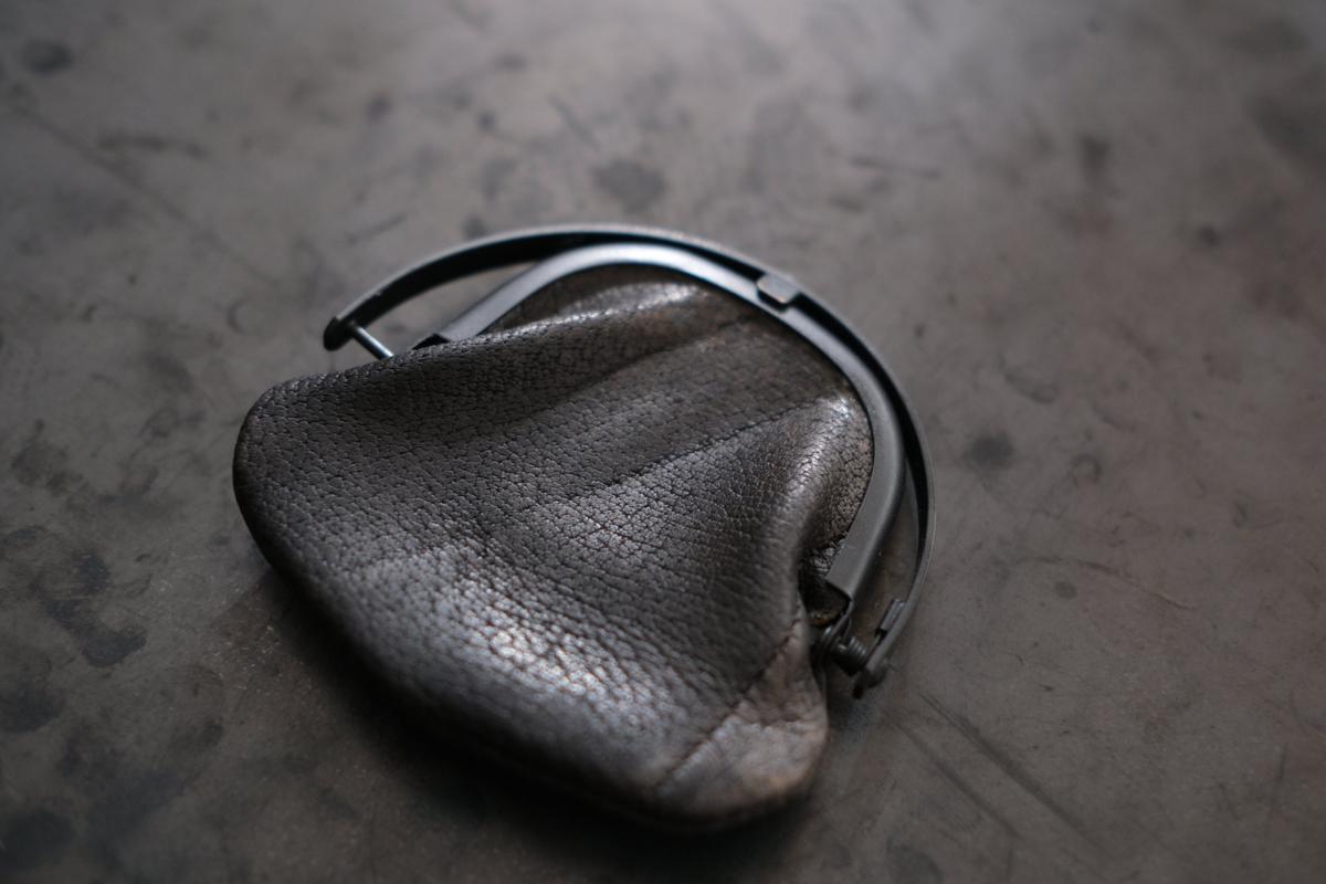 coin case ＜猪革 black パッチワーク＞