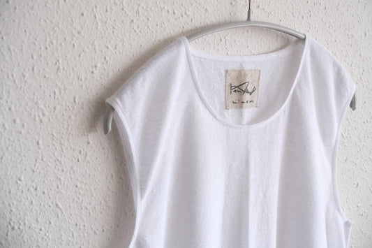 リネンコットンアンダーウェア ノースリーブ|メンズ|白