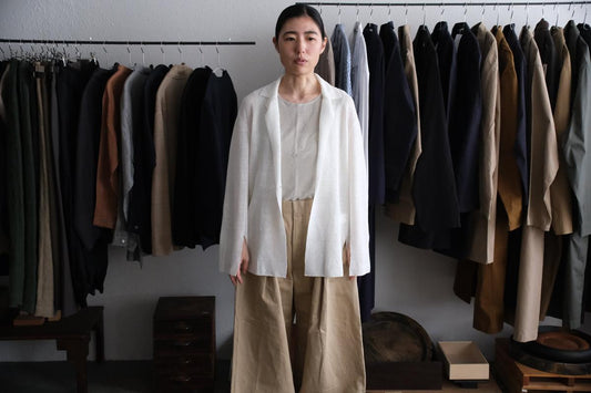 enrica linen knit jacket｜WHITE