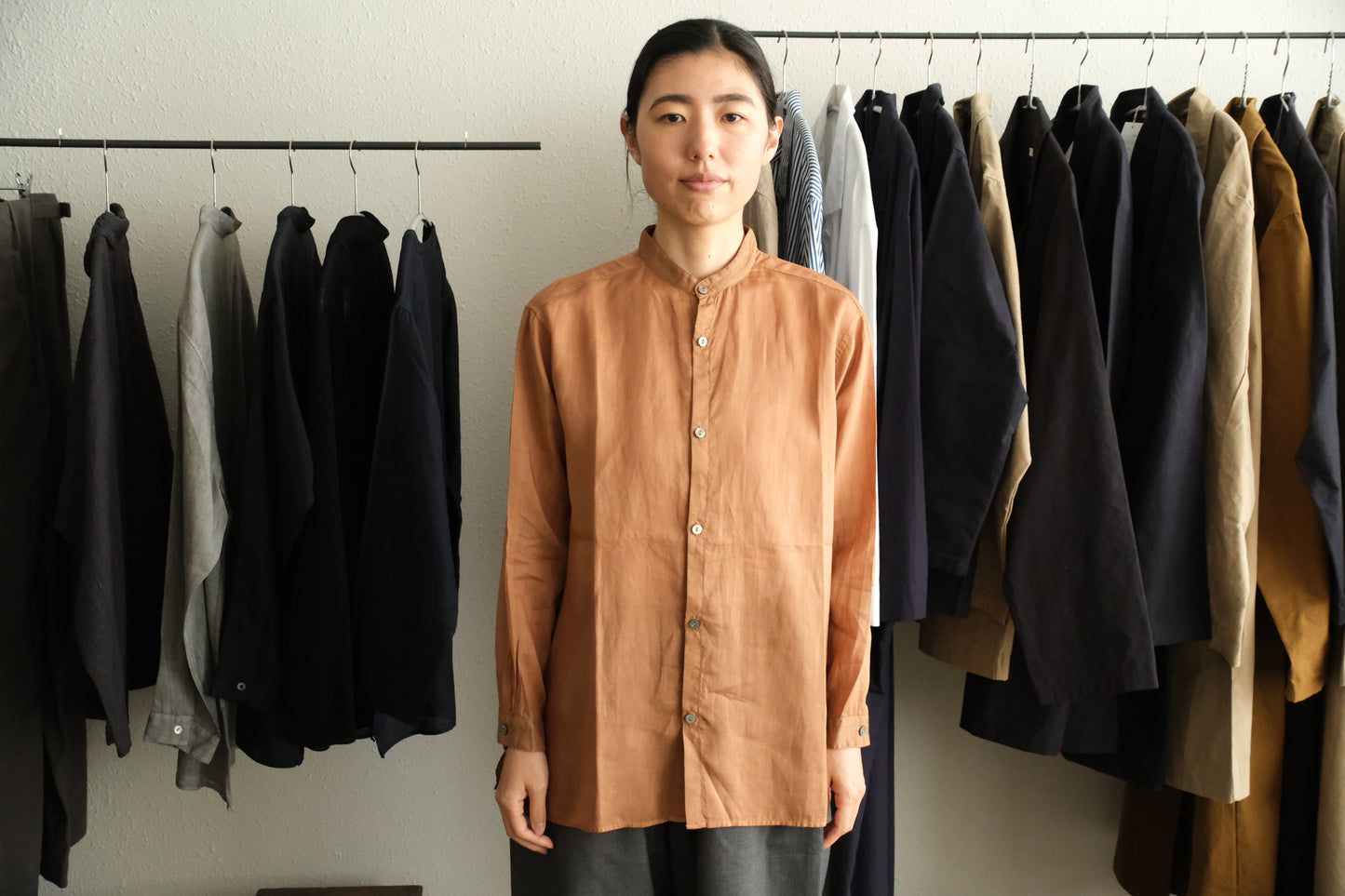 MITTAN / ラミーシルクシャツ 柿渋×ベンガラ SH-152DC / unisex