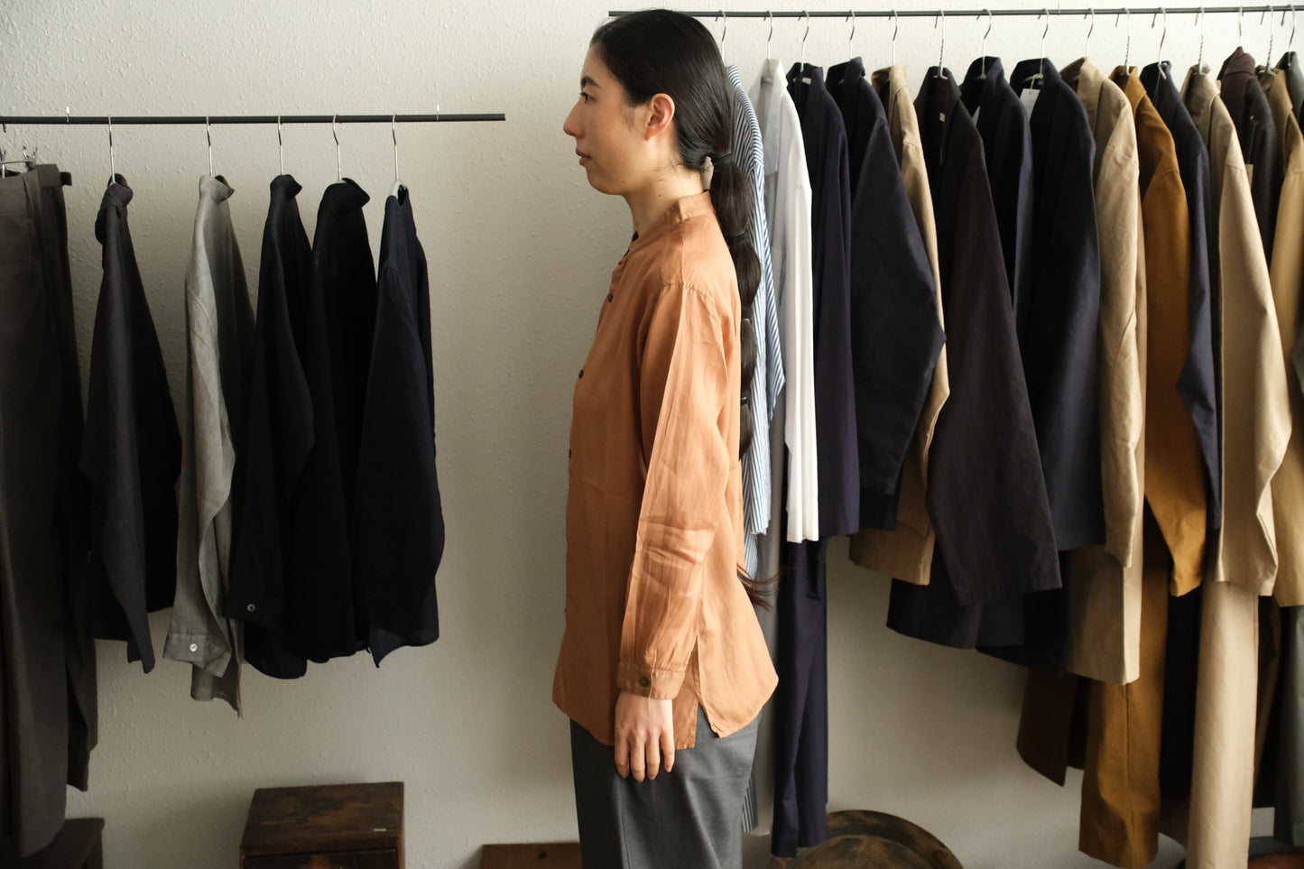 MITTAN / ラミーシルクシャツ 柿渋×ベンガラ SH-152DC / unisex