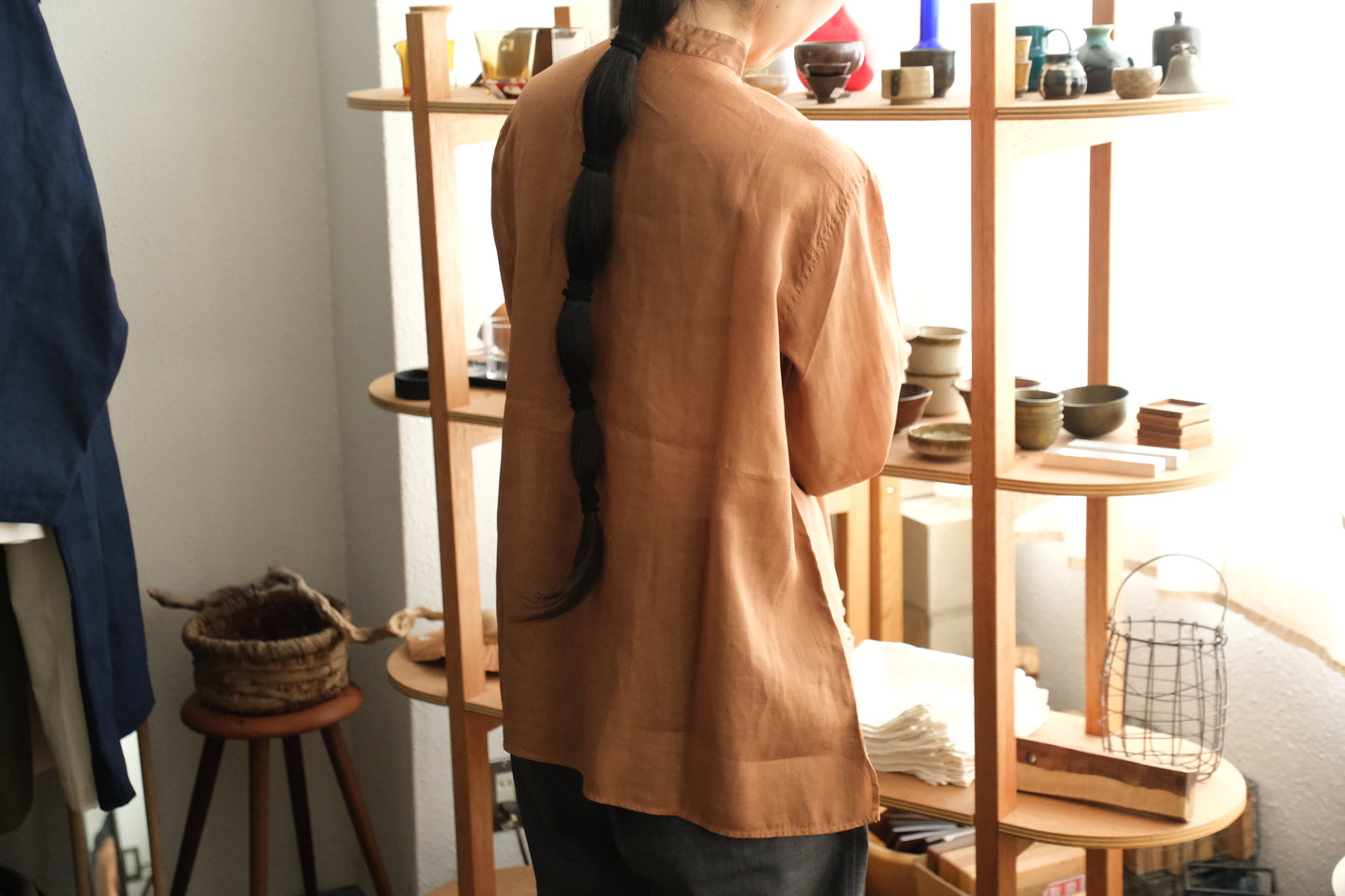 MITTAN / ラミーシルクシャツ 柿渋×ベンガラ SH-152DC / unisex